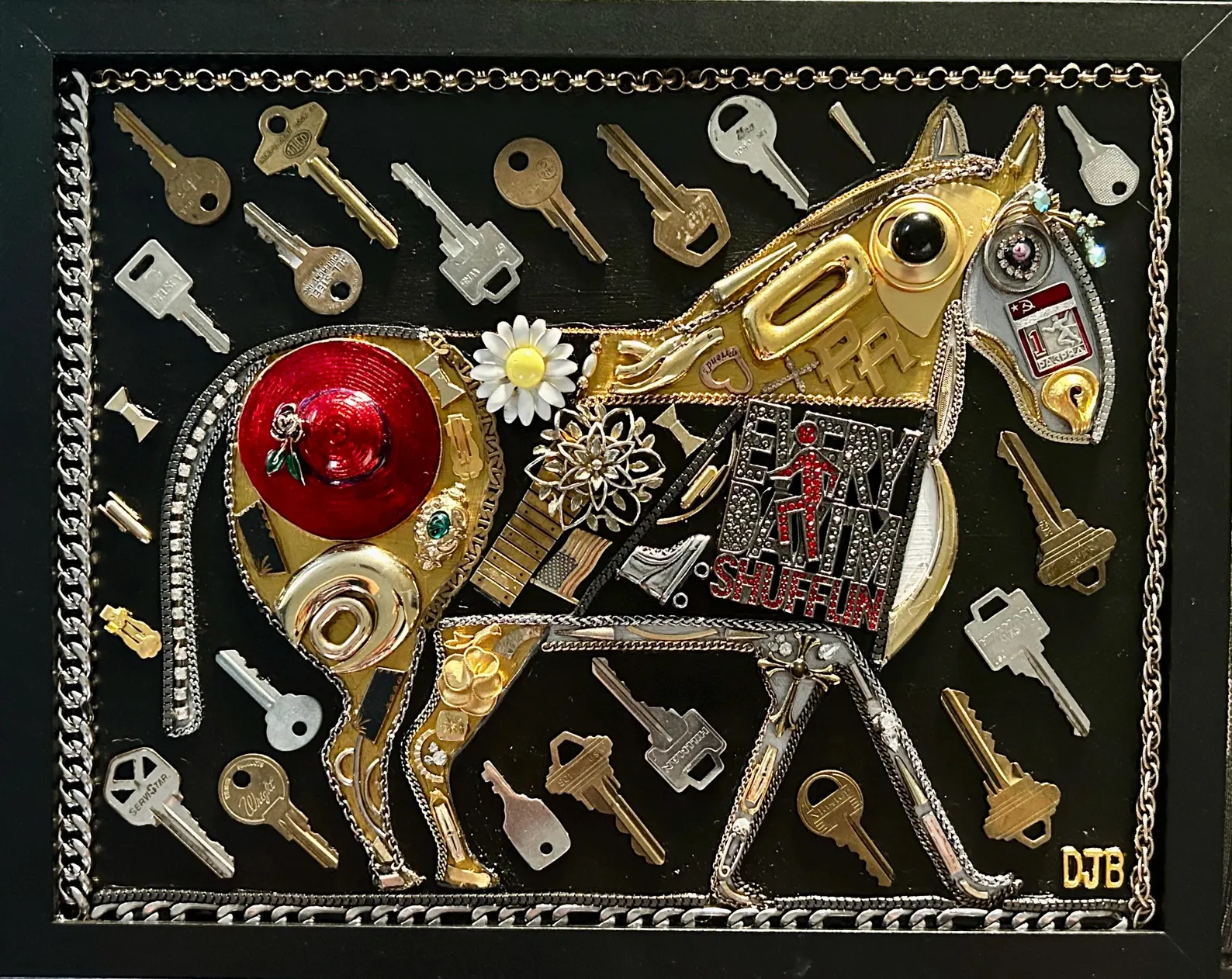 Shufflin Horse - mixed media art